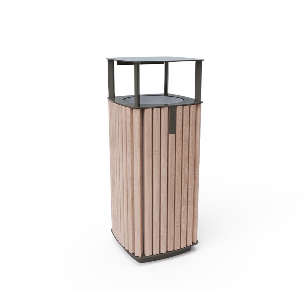 Odpadkový kôš so strieškou drevo