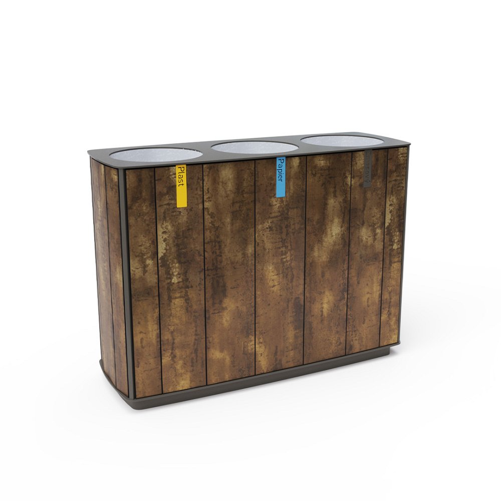 Trojitý odpadkový kôš na separovaný odpad 3x50l HPL