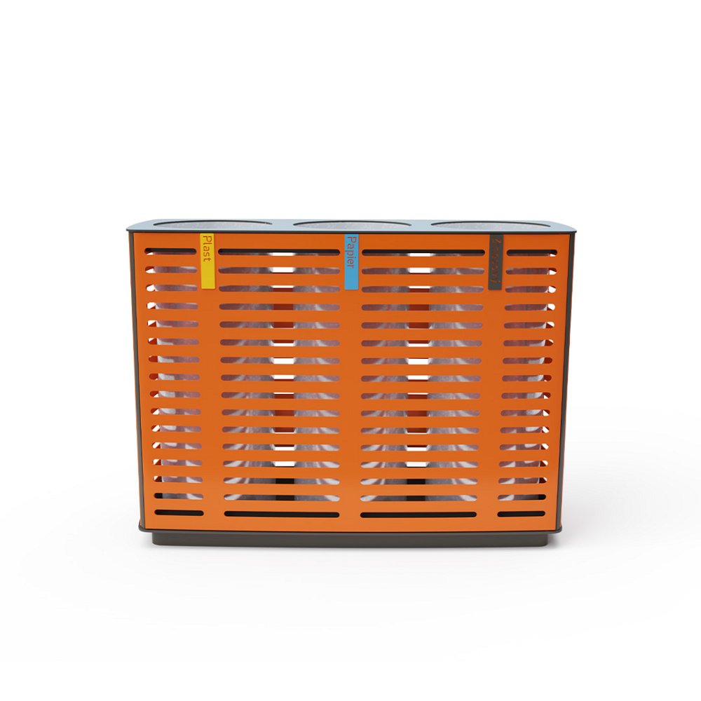 Trojitý odpadkový kôš na separovaný odpad kov