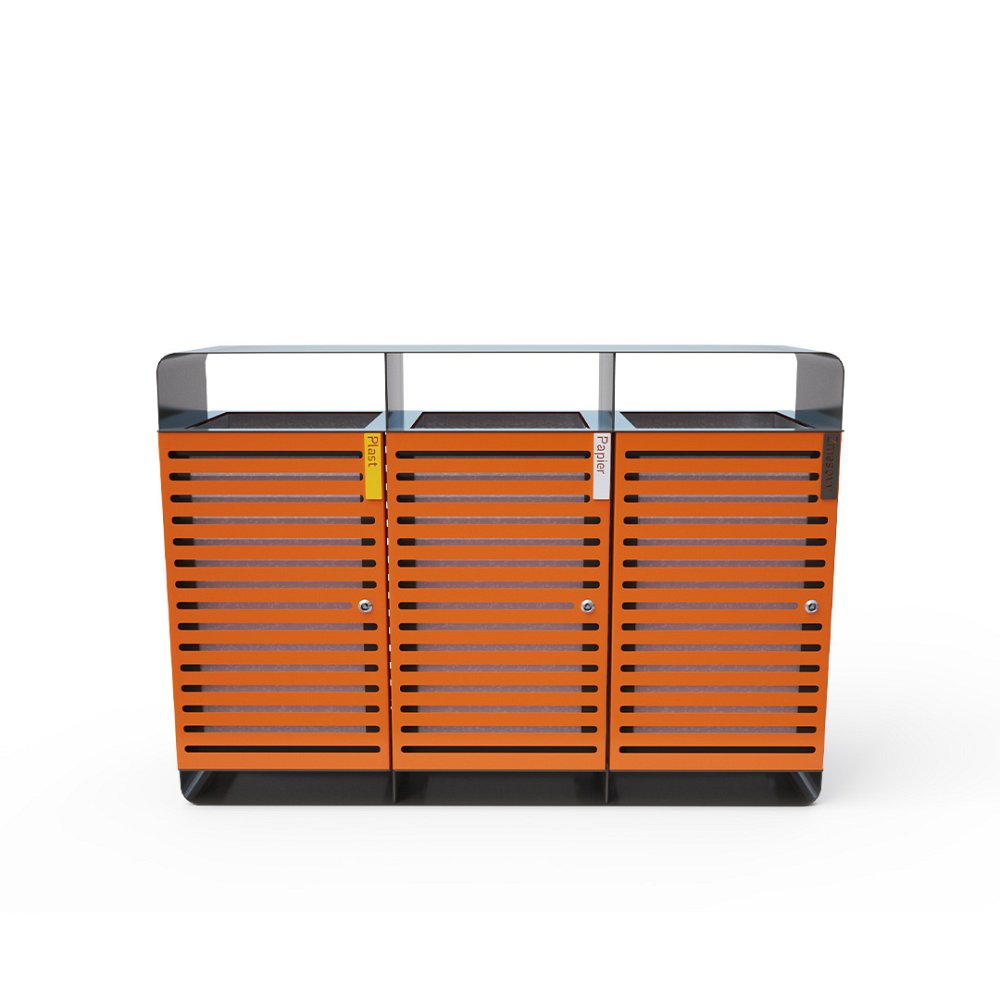 Trojitý odpadkový kôš kov