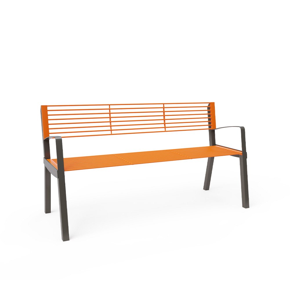 Parková lavička s operadlom a podrúčkami 1,5m kov