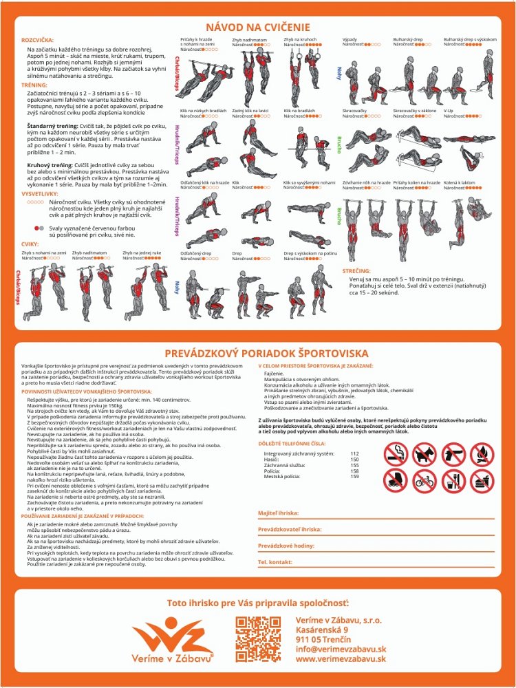VVZ-IT-W Informačná tabula - návod na gymnastické cvičenia
