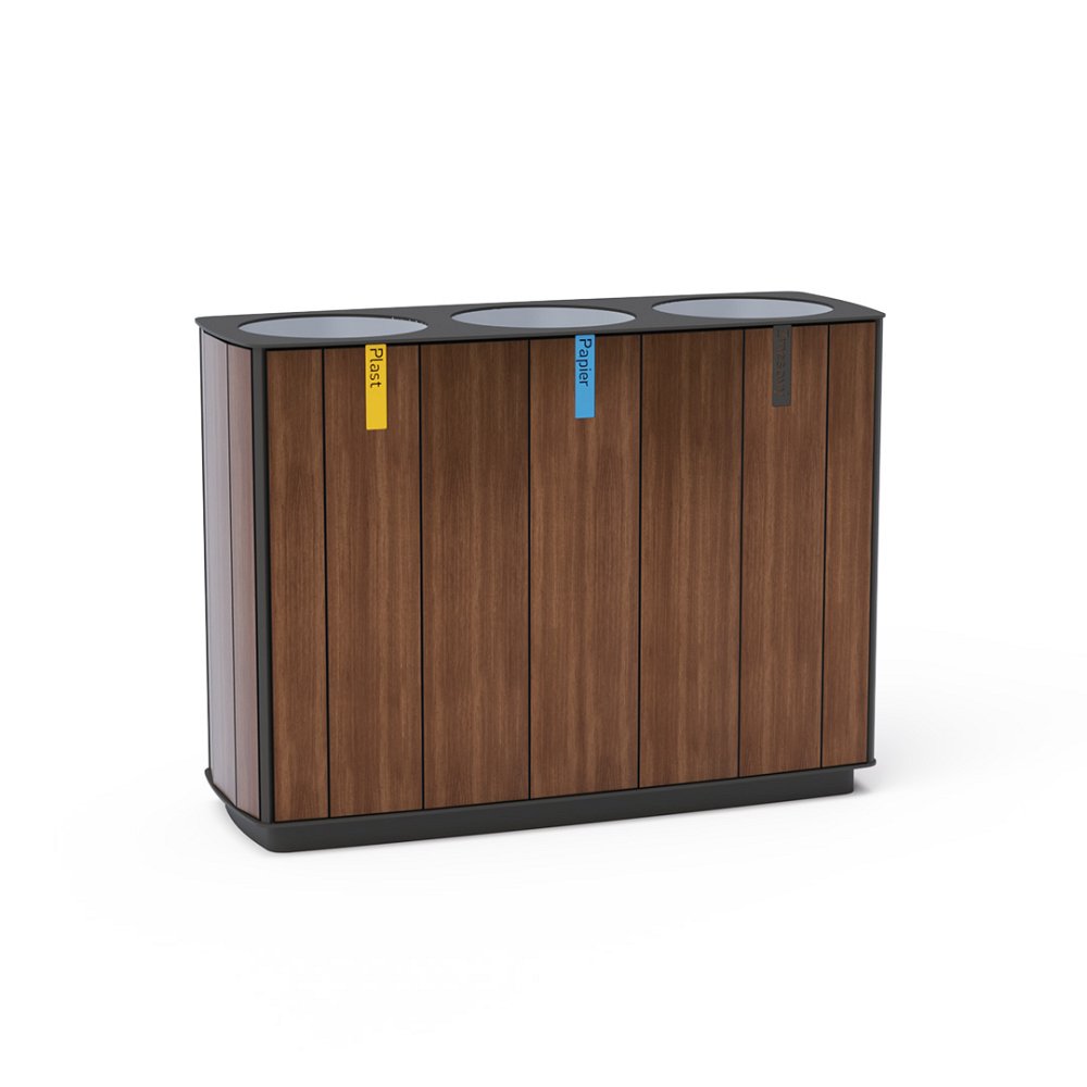 Trojitý odpadkový kôš na separovaný odpad 3x50l HPL