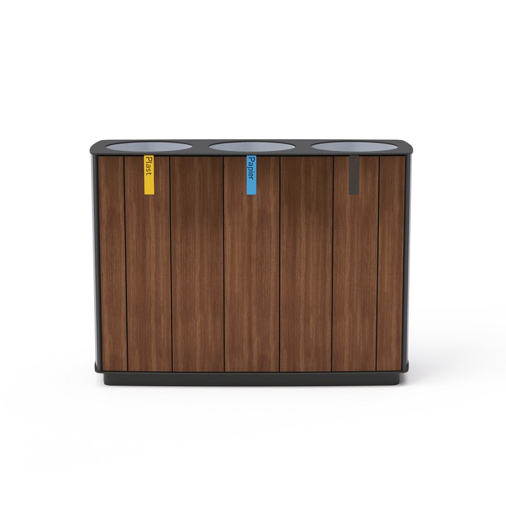 Trojitý odpadkový kôš na separovaný odpad 3x50l HPL